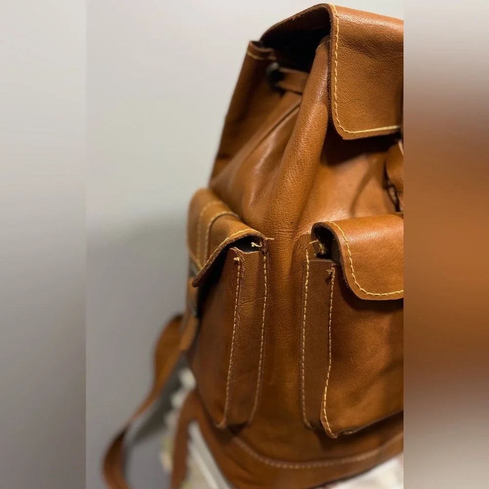 Handmade Brown Leather Backpack